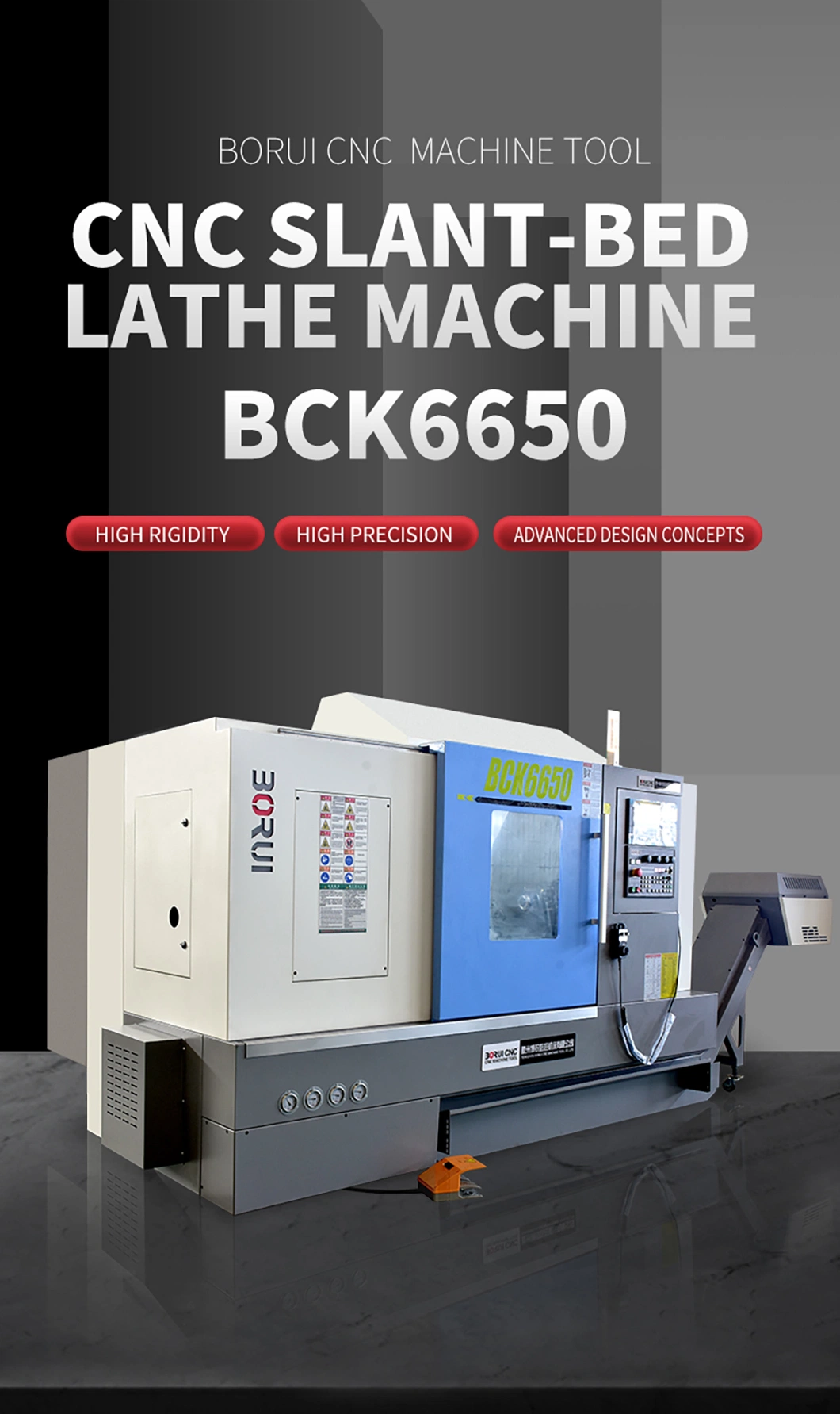 Bck6650 Low Cost Horizontal Slant Bed CNC Turning Lathe Machine